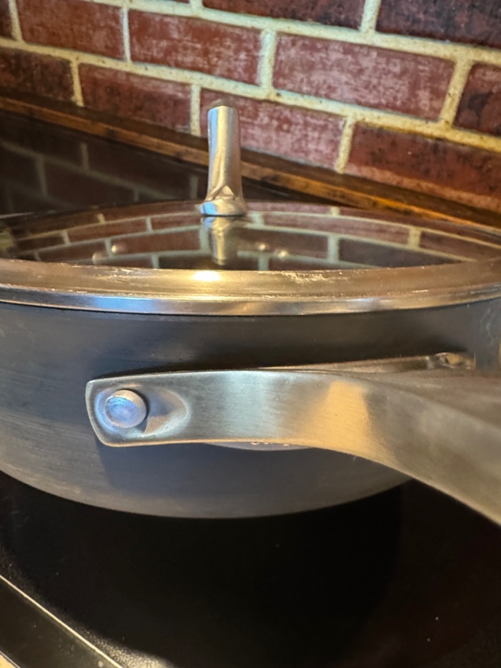 3 Quart Calphalon Gray Nonstick Sauté Pan with Glass Lid and Silver Handle - Picture 13 of 14